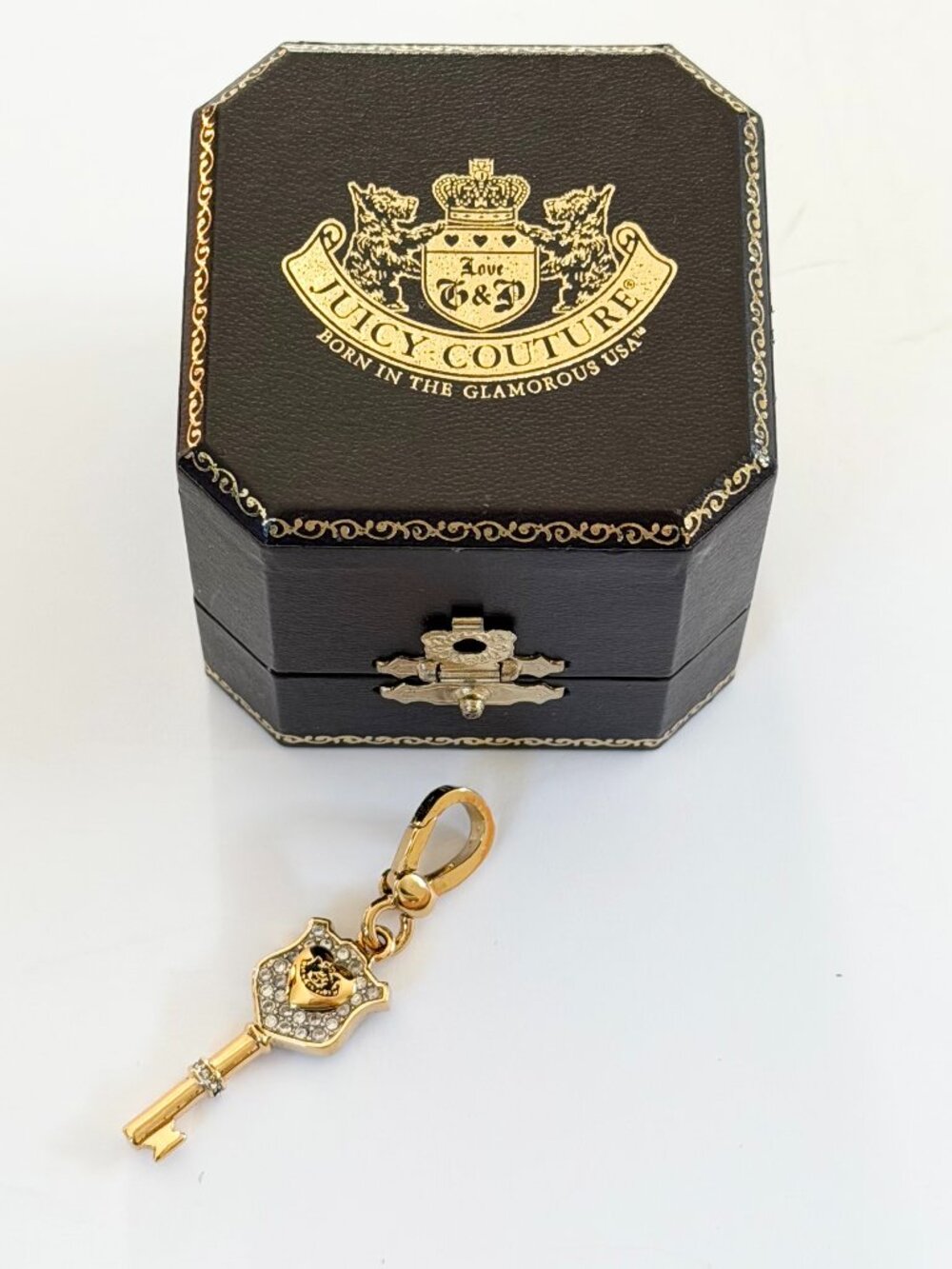Vintage Juicy Couture Crystal Heart Key Bracelet Y2K